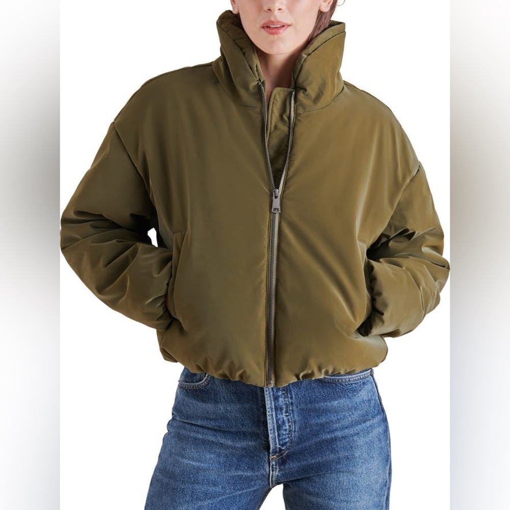 Steve Madden Olive Bomber puffer Jacket - Large